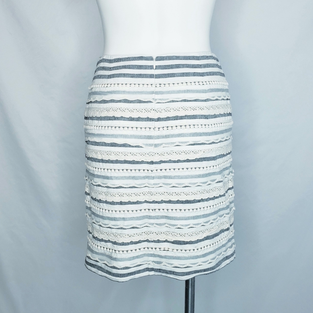 Tabitha Cream and Gray Lace-Striped Mini Skirt - Picture 5 of 10
